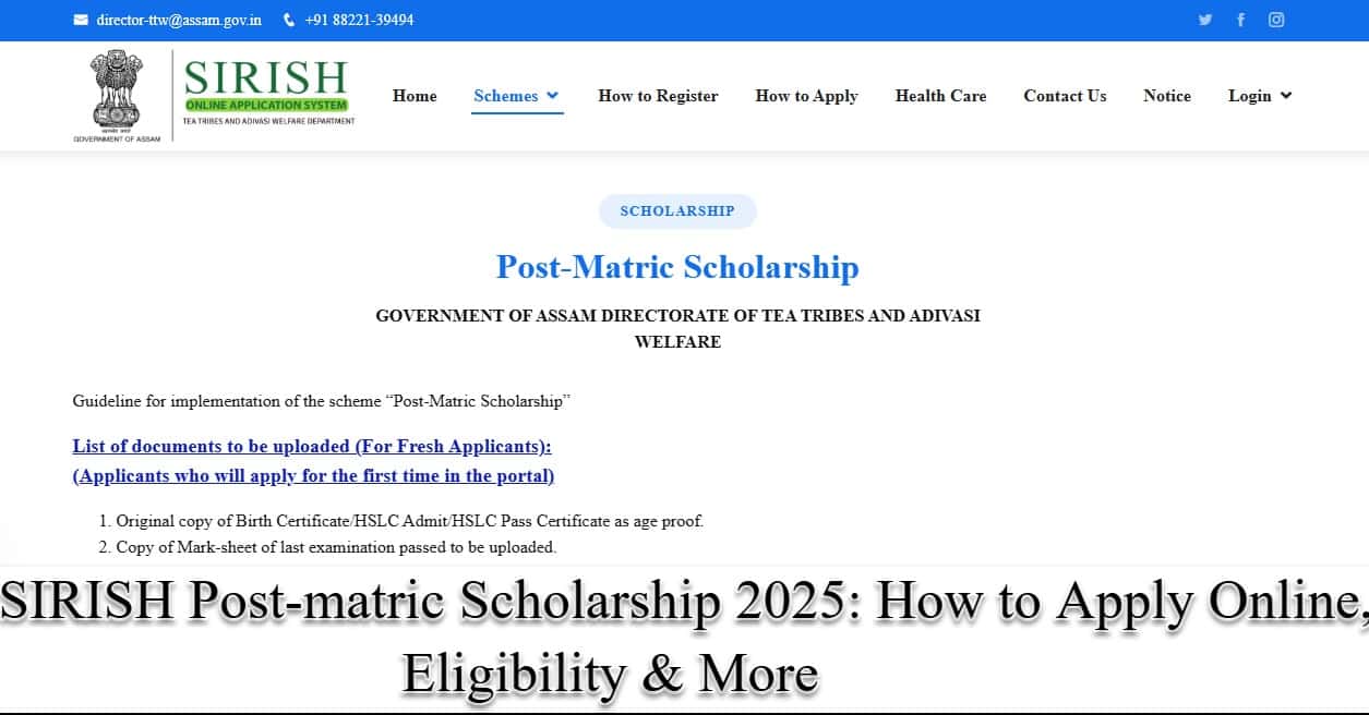 SIRISH Post-matric Scholarship - How to Apply Online, Eligibility & More